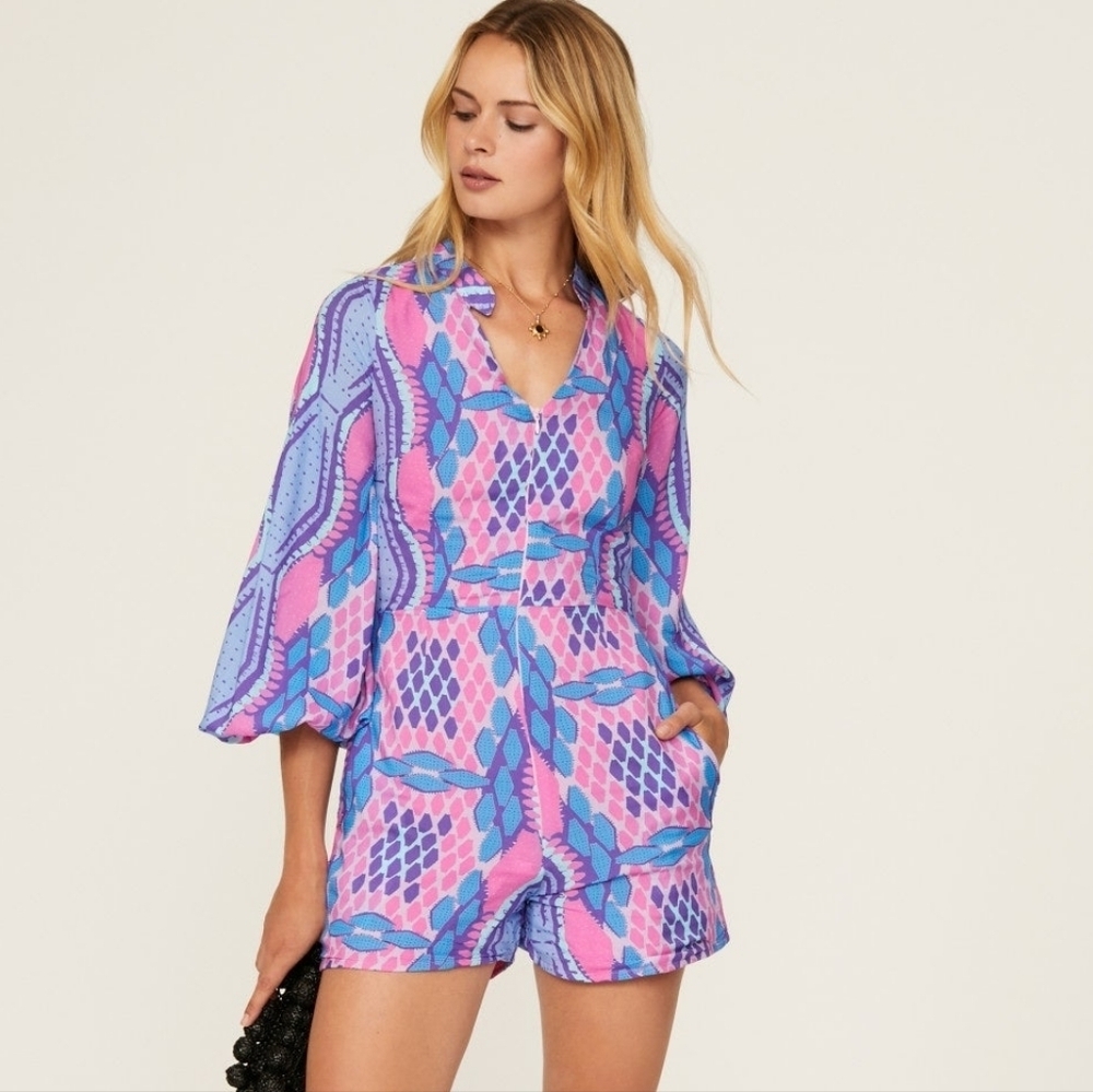 Kahindo Kisumu Hippie Colorful Abstract Romper Size Small